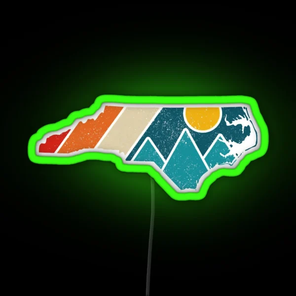 North Carolina Vintage State Map RGB Neon Sign