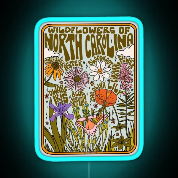 North Carolina Wildflowers RGB Neon Sign