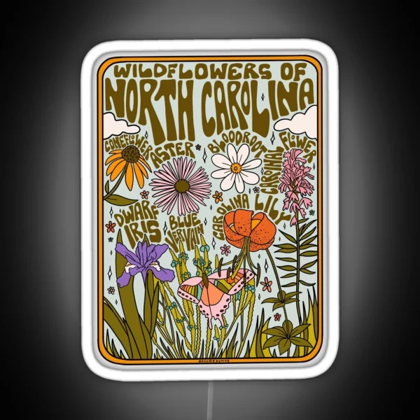 North Carolina Wildflowers RGB Neon Sign