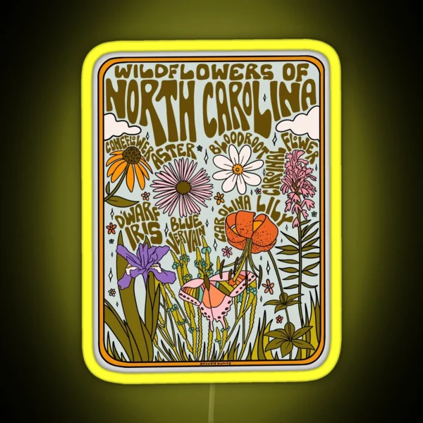 North Carolina Wildflowers RGB Neon Sign