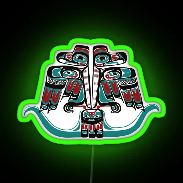 Northwest Native Art Haida Tlingit Thunderbird RGB Neon Sign