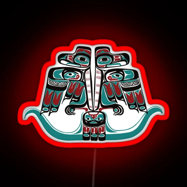 Northwest Native Art Haida Tlingit Thunderbird RGB Neon Sign