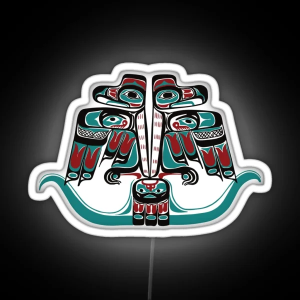 Northwest Native Art Haida Tlingit Thunderbird RGB Neon Sign