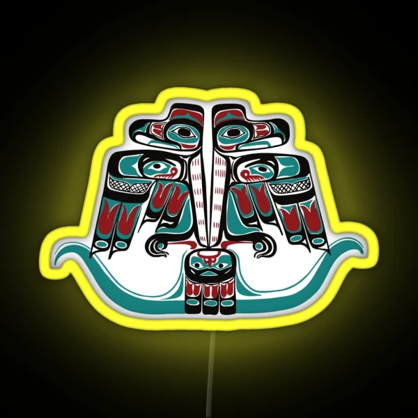 Northwest Native Art Haida Tlingit Thunderbird RGB Neon Sign