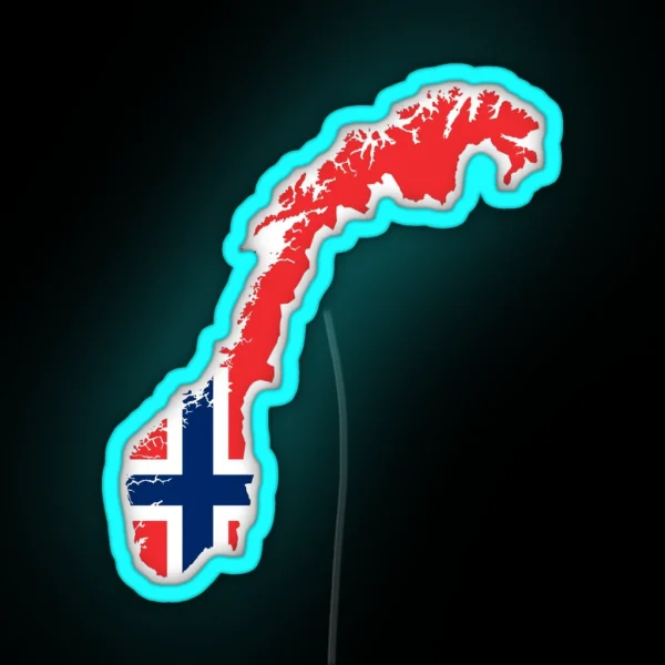 Norway Flag Map RGB Neon Sign