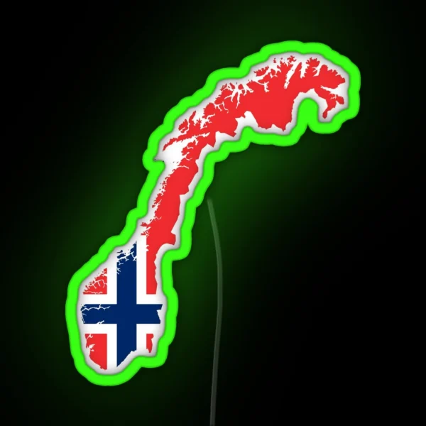 Norway Flag Map RGB Neon Sign