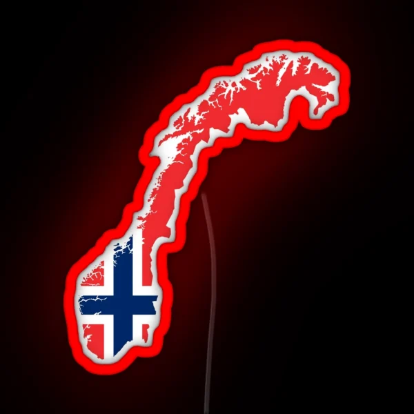 Norway Flag Map RGB Neon Sign