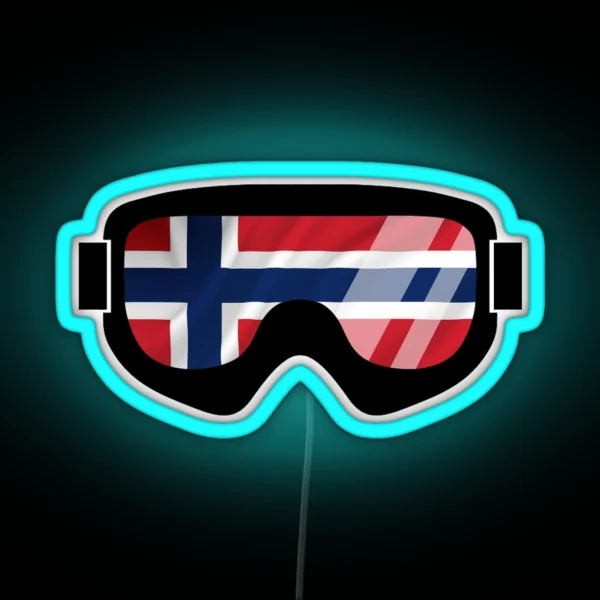Norwegian Goggles Goggle Flag Art Dopeyart RGB Neon Sign
