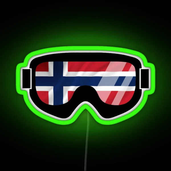 Norwegian Goggles Goggle Flag Art Dopeyart RGB Neon Sign