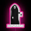 nosferatu neon sign with rgb lighting in pink tones