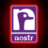rgb neon sign displaying 'nostr' in red