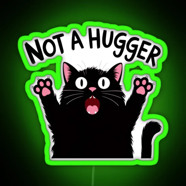 Not A Hugger Cat Feline Funnyfits70 Humor Funny Retro RGB Neon Sign