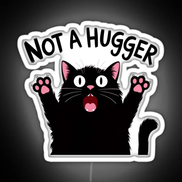 Not A Hugger Cat Feline Funnyfits70 Humor Funny Retro RGB Neon Sign