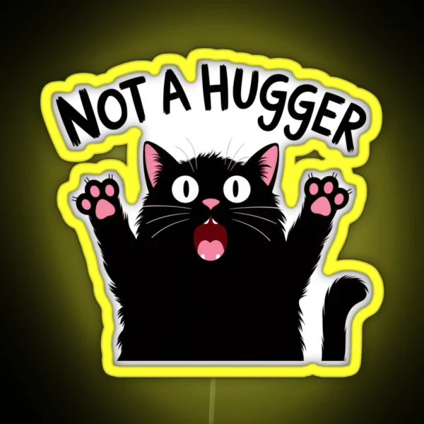 Not A Hugger Cat Feline Funnyfits70 Humor Funny Retro RGB Neon Sign