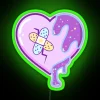 RGB Neon Sign Displaying a Cute and Dark Style 'Not Okay' Message with a Heart Symbol - Green