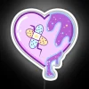 neon sign displaying not okay in kawaii heart style with rgb colors on white background