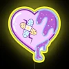 kawaii neon sign with yami style heart design, neon yellow, rgb lighting effect