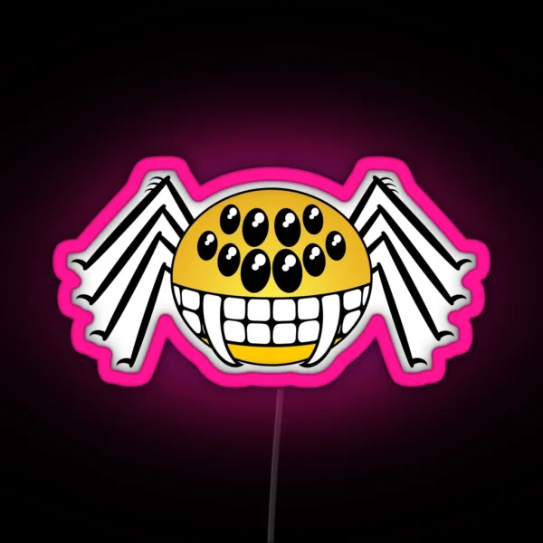 Not So Itsy Bitsy Spider Smiley RGB Neon Sign