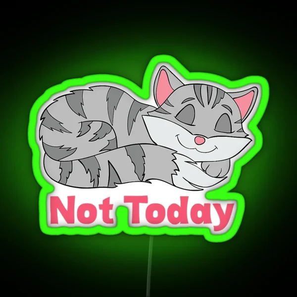 Not Today Sleeping Cat Kitten Owners RGB Neon Sign