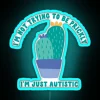 RGB neon sign displaying 'Not trying to be prickly—I'm just autistic' in blue tones.