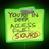 note on file access rgb neon sign green background