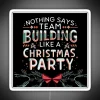 Team-building office Christmas party RGB neon sign in white.