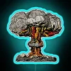 nuclear explosion radioactive mushroom pop art neon sign rgb colors artistic design
