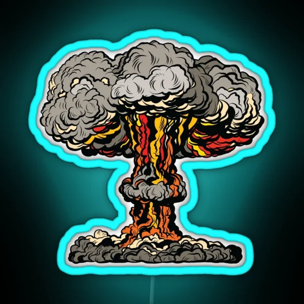 Nuclear Explosion Radioactive Mushroom Pop Art RGB Neon Sign