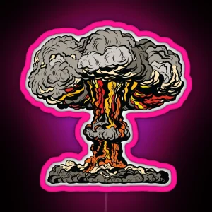 Nuclear Explosion Radioactive Mushroom Pop Art RGB Neon Sign