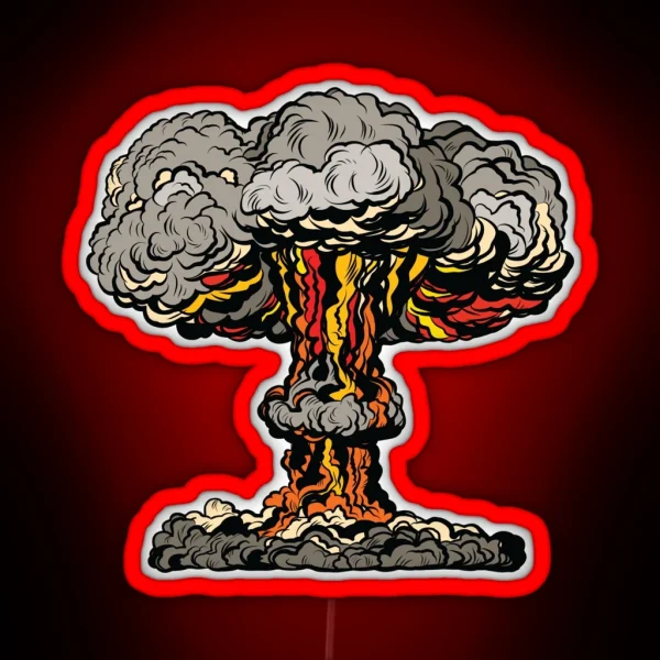 Nuclear Explosion Radioactive Mushroom Pop Art RGB Neon Sign