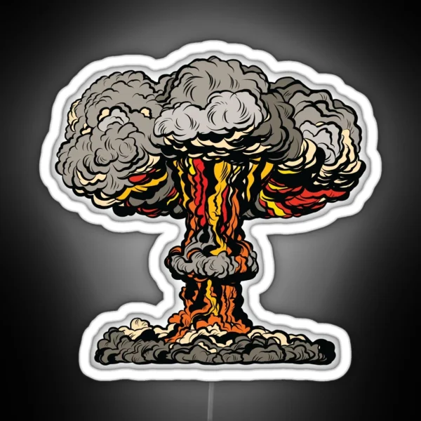 Nuclear Explosion Radioactive Mushroom Pop Art RGB Neon Sign
