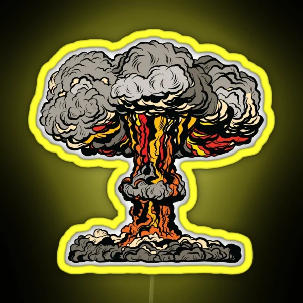 Nuclear Explosion Radioactive Mushroom Pop Art RGB Neon Sign