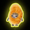 Nugget sad cat neon sign with vibrant RGB yellow colors