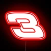 NASCAR Number 3 LED RGB Neon Sign - Custom Racing Memorabilia Lighting.