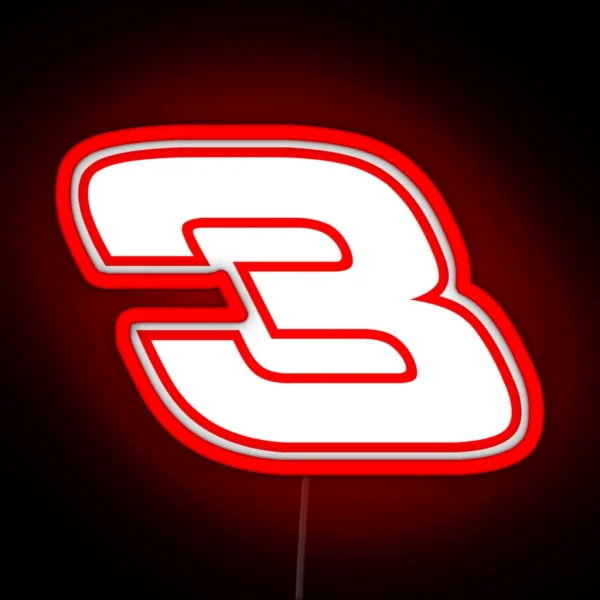 Number 3 NASCAR Led RGB Neon Sign