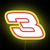 nascar number 3 led rgb neon sign yellow