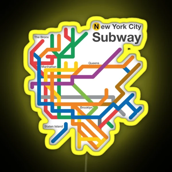 NYC Subway Diagram RGB Neon Sign