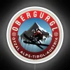 Obergurgl ski resort Austria skiing Alps RGB neon sign vibrant lighting winter destination.