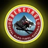 Obergurgl ski resort in Austria, skiing in the Alps, LED neon sign with RGB lighting.