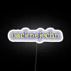 A neon sign displaying vibrant RGB-colored text with the words "Oberlausitzer Dialect" in a white background.