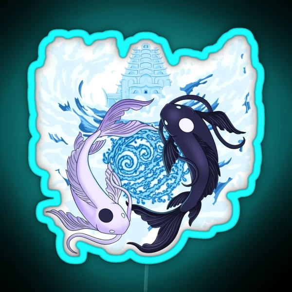 Ocean And Moon Spirits Koi Fish RGB Neon Sign