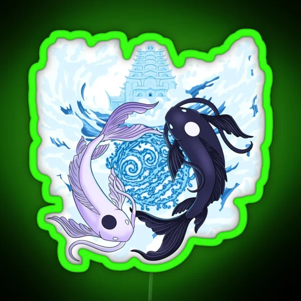 Ocean And Moon Spirits Koi Fish RGB Neon Sign