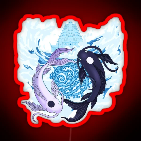 Ocean And Moon Spirits Koi Fish RGB Neon Sign