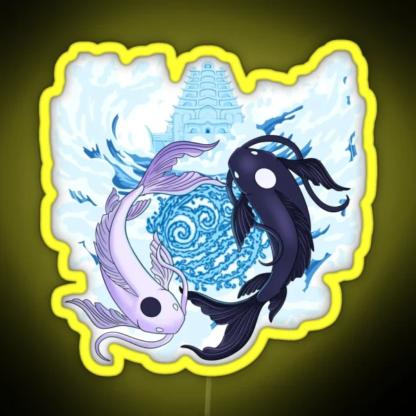 Ocean And Moon Spirits Koi Fish RGB Neon Sign