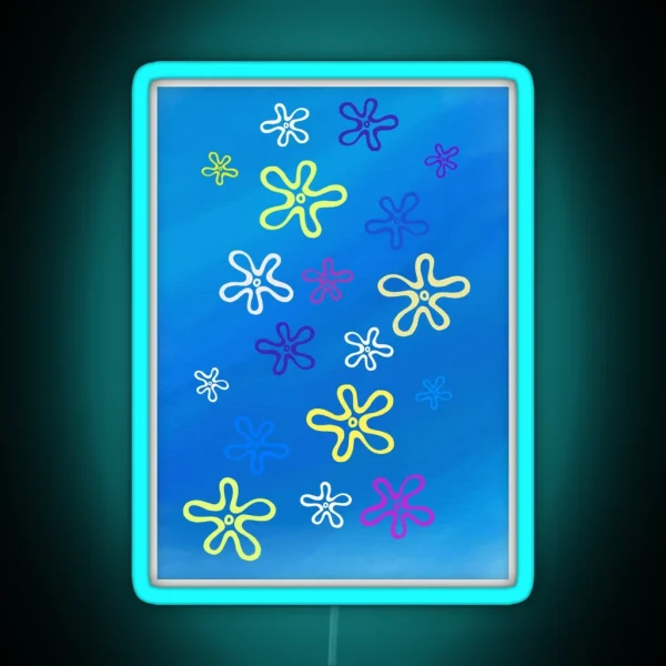 Ocean Flowers Spongebob Background RGB Neon Sign