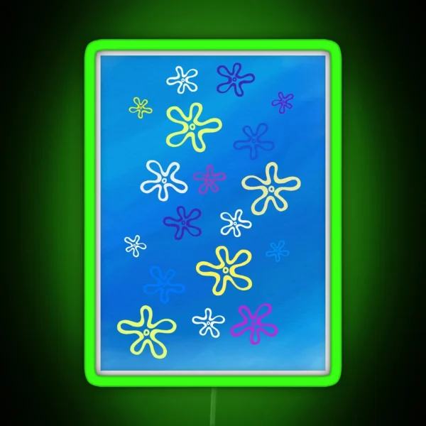 Ocean Flowers Spongebob Background RGB Neon Sign