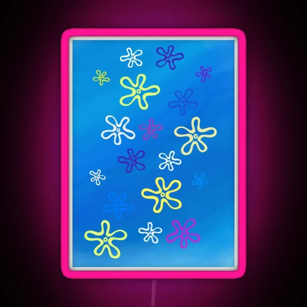 Ocean Flowers Spongebob Background RGB Neon Sign