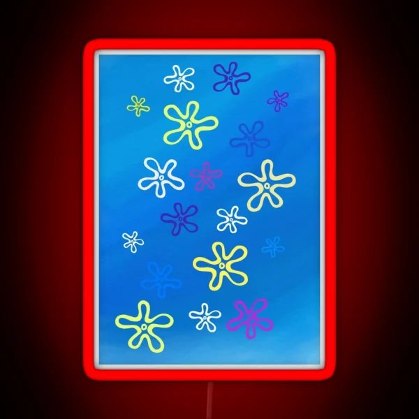 Ocean Flowers Spongebob Background RGB Neon Sign