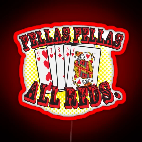 Oceans 11 All Red Winning Hand RGB Neon Sign