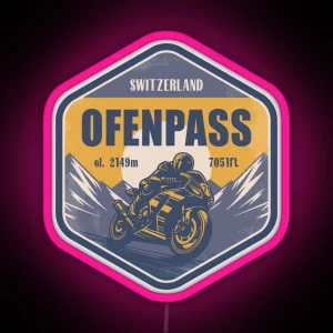 Ofen Pass Switzerland Motorcycling Mountain Design RGB Neon Sign